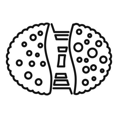 Çikolata parçalı kurabiyenin çizgi çizimi açılıp yapışkan çikolata parçalarını açığa çıkarıyor.