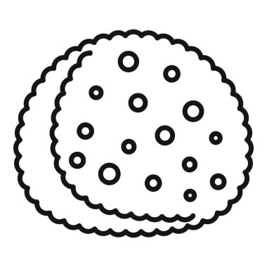 Çikolata parçacıklı iki yuvarlak kurabiyenin basit çizimi, şekerle ilgili projeler için mükemmel.