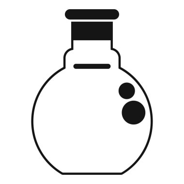 Baloncuk çözeltisi içeren yuvarlak bir şişenin siyah beyaz simgesi