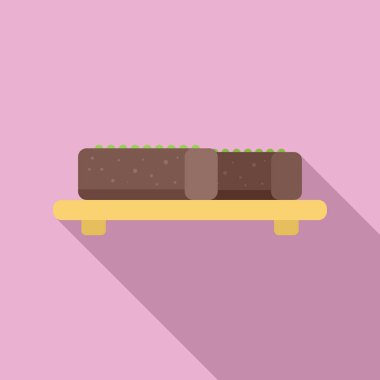 Kibrit yeşil çay çikolatalı pasta. Tatlı dilimleri. Tahta tepside duruyor.