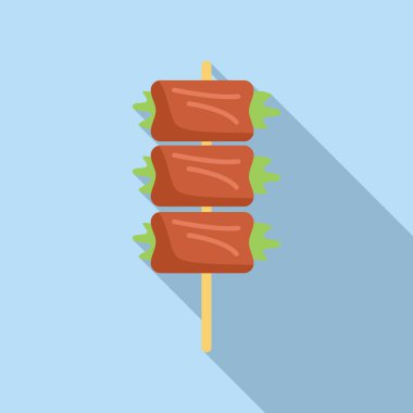 Izgara et ve sebze parçaları ahşap bir çubukta şişlenir ve popüler bir Japon sokak yemeği tabağı oluşturur.