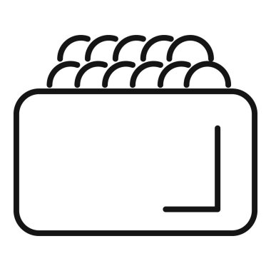 Bu minimalist çizgi simgesi para dolu bir cüzdanı temsil ediyor, zenginliği, tasarrufu ve finansal güvenliği simgeliyor.