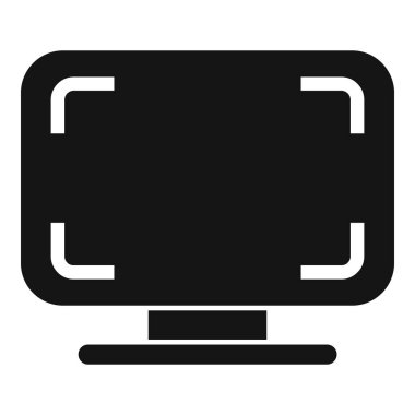 Kırpma işaretleri gösteren bir bilgisayar monitörünün siyah beyaz simgesi