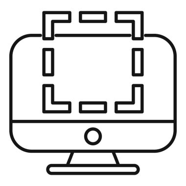 Bilgisayar monitörü köşedeki parantezlerle gösterilen artırılmış gerçeklik yazılımını gösteriyor, etkileşimli bir deneyimi gösteriyor