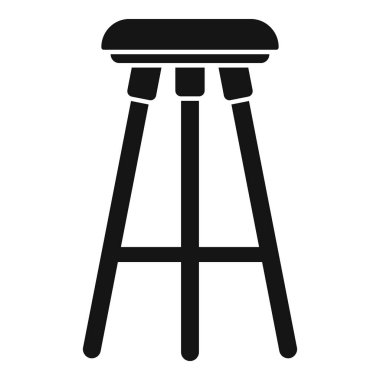 Dört ayaklı basit yuvarlak tabure, beyaz arkaplanda izole edilmiş basit bir simge