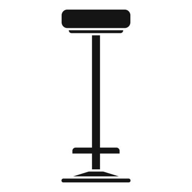 Beyaz arka planda duran uzun bir bar taburesinin siyah silueti.
