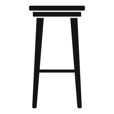 Beyaz arkaplanda duran basit ahşap bar taburesi, simge çizimi, siyah siluet