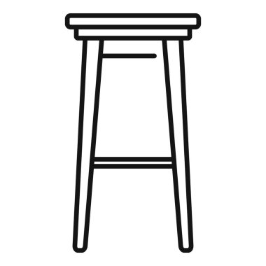 Dört ayaklı, uzun tahta bir tabure çizimi.