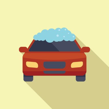 Kırmızı araba sabun köpüğüyle yıkanıyor.