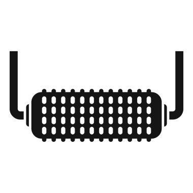 İki boruyu birbirine bağlayan endüstriyel bir boru vanasının siyah simgesi