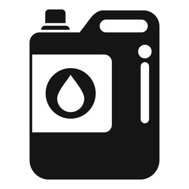 Plastik bir bidonun siyah beyaz silueti su damlası sembolü gösteriyor, sıvılar için konsept