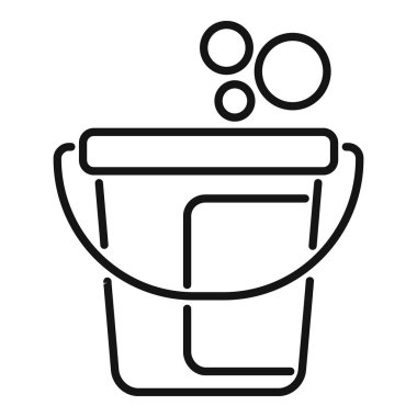 Köpük köpüklü temizlik kovasının basit çizgi simgesi, temizlik görevlerini temsil etmek için mükemmel