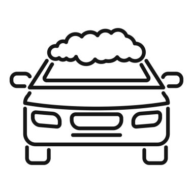 Sabun köpüğüyle kaplı bir arabanın basit siyah beyaz çizgili sanat simgesi logosu