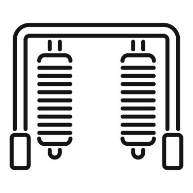 Araba süspansiyon sisteminin çizgi simgesi, yoldaki şokları emerek rahat ve pürüzsüz bir sürüş sağlıyor