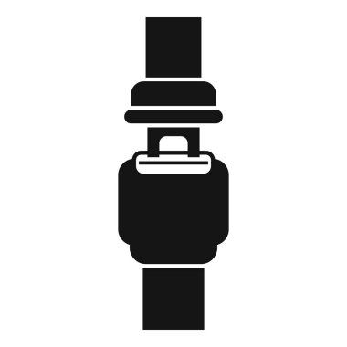 Emniyet kemeri tokası takılı, araba ve ulaşım güvenliğini temsil eden basit siyah simge