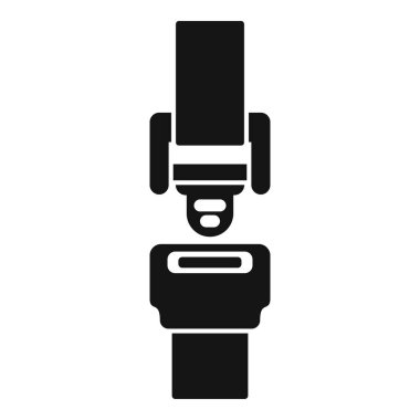 Emniyet kemerinin siyah beyaz simgesi bağlandı, araba güvenliği ve kaza önlemeyi temsil ediyor