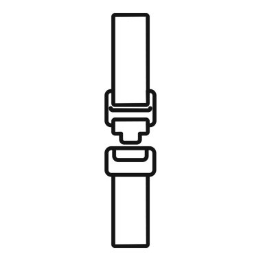 Emniyet kemeri tokasının siyah beyaz çizgileri seyahat sırasında güvenliğin önemini vurguluyor.