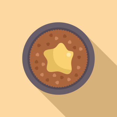 Üzerinde yıldız şeklinde erimiş tereyağı olan çikolatalı kurabiye keki. Her durum için tatlı bir ikram.