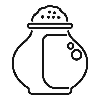 Baharatlarla dolu cam tuzluk ikonu. Lezzetli yemekler pişirmek ve tatlandırmak için kullanılmaya hazır.