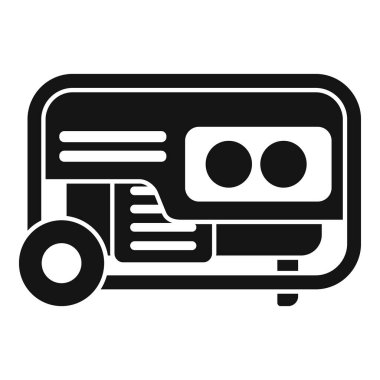 Taşınabilir jeneratörün siyah beyaz simgesi, güvenilir bir yedek güç kaynağı