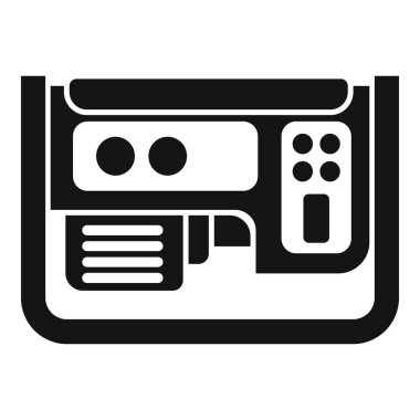 Elektriği sağlayan taşınabilir bir güç jeneratörünün siyah silueti, kolay işlemler için bir kontrol paneline sahip