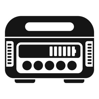 Pil durumunu gösteren portatif bir elektrik jeneratörünün siyah beyaz simgesi