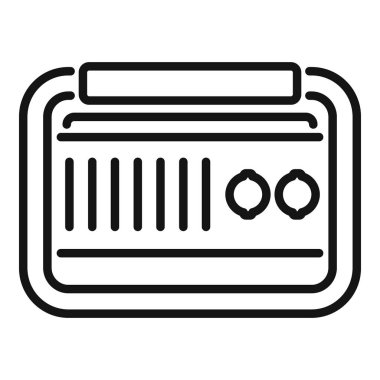 Müzik çalan bir radyo alıcısının basit satır simgesi, beyaz arkaplanda izole edilmiş