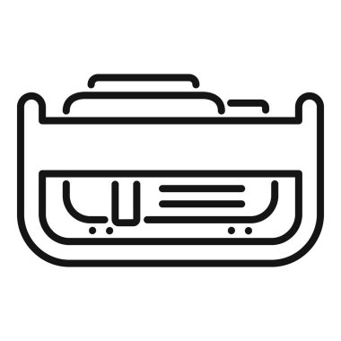 Klasik bir radyo alıcısının basit bir çizgisi simgesi, müziğin neşesini radyo dalgalarına getiriyor.