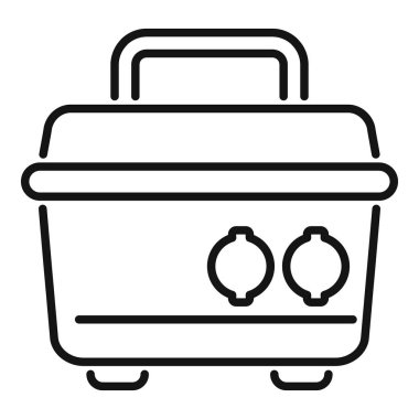 Taşınabilir bir jeneratörün çizgi çizimi, yakıtları elektrik enerjisine dönüştüren bir cihaz güç cihazları ve cihazlar için