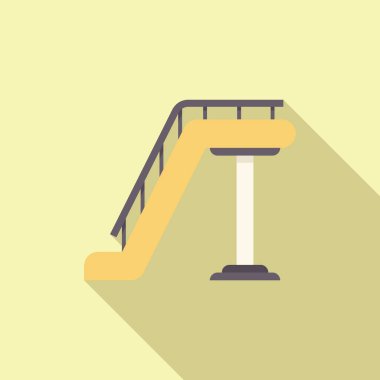 Uzun gölgeli sarı bir su kaydırağının minimalist çizimi, yaz eğlencesi ve beklenti hissi uyandırıyor.