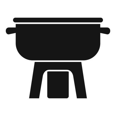 Büyük bir tencere, yanan Brezilya ikonunun üzerinde beyaz bir arkaplanda basit bir şekilde duruyor.