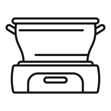 Modern elektrikli çoklu pişirme makinesinin basit çizgi simgesi.