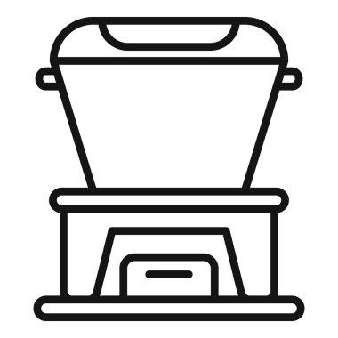 Bir biyo-reaktörün çizgi simgesi, kontrollü bir ortamda hücre veya doku yetiştirmek için kullanılan bir araç