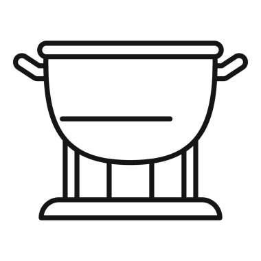 Büyük bir tencere, büyük miktarlarda yemek hazırlamak için mükemmel bir metal tezgahın üzerinde duruyor.