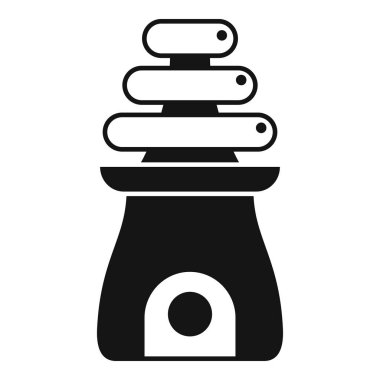 Kürsüde dengede duran, denge ve sükuneti temsil eden bir taş cairn 'in siyah beyaz simgesi