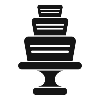 Üç katlı bir pastanın basit siyah beyaz simgesi.