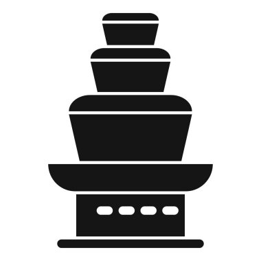 Çikolata şelalesinin siyah silueti, yemek servisini veya tatlı seçeneklerini temsil etmek için mükemmel.