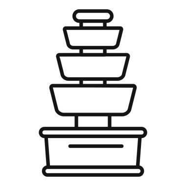 Katmanlı bir su çeşmesinin basit siyah-beyaz çizgisi çizimi, peyzaj, ev dekorasyonu ve rahatlama projeleri için mükemmel.