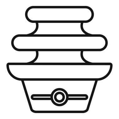 Bir elektrikli buharlı tencerenin üç katlı ve bir sıcaklık kontrol düğmeli basit bir taslak tasarımı.