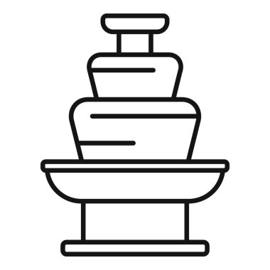 Çikolata çeşme fondü makinesinin çizgi ikonu lezzetli bir tatlı şelalesi yapıyor.