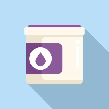 Damla logosu olan plastik bir konteynır, içeriğinin temizlik ya da benzer bir şeyle ilgili olduğunu gösteriyor.