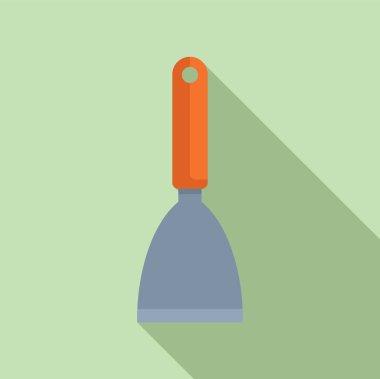 Yeşil arka planda inşaat için kullanılan bir macun bıçağının düz tasarım simgesi