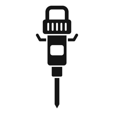 Pnömatik matkabın basit ve koyu siyah ve beyaz simgesi, genellikle inşaat ve yıkım için kullanılan bir araç