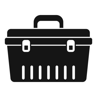 Plastik alet kutusunun siyah silueti, her türlü iş için araç depolama ve taşıma araçları için