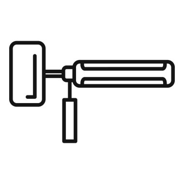 Uzatma kolu olan bir elektrikli boya silindirinin basit çizgi simgesi. Boya malzemelerini içeren her proje için mükemmel.