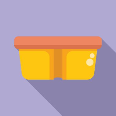 Buzdolabında yiyecek depolamak için turuncu kapaklı sarı plastik kap, ürünleri taze tutuyor.