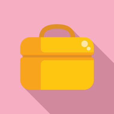 Uzun gölgeli sarı beslenme çantası birinin onu lezzetli yemeklerle doldurmasını bekliyor.