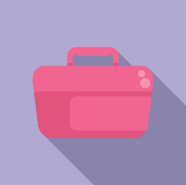 Pembe beslenme çantası ikonu. Web tasarımı için pembe beslenme çantası simgesinin düz çizimi