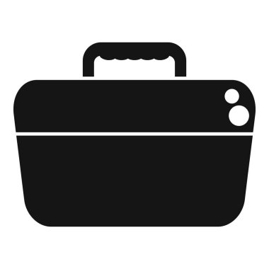 Siyah beslenme çantası simgesi yiyecek taşımak için kullanılan konteynırı temsil ediyor, genellikle piknik ve iş için kullanılır.