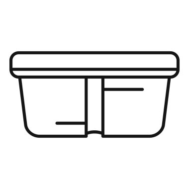 Simple line icon of a plastic lunch box with separate compartments, perfect for packing a variety of foods clipart